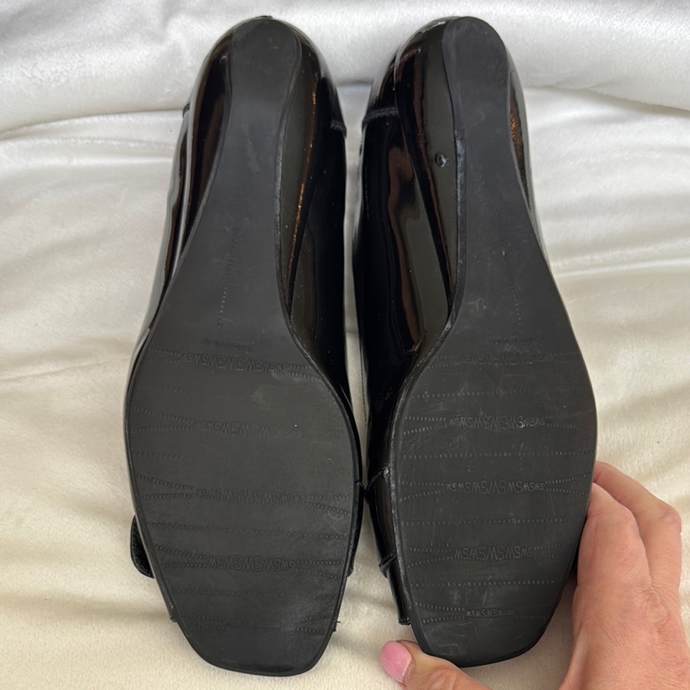 Stuart Weitzman Black Peep Toe Flats - Size 11 - Picture 3 of 11